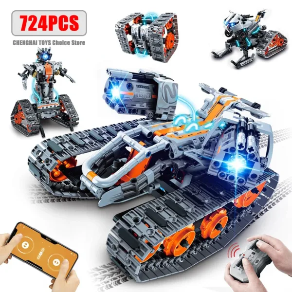 724pcs 4 in 1 RC Car Robot Building Kit