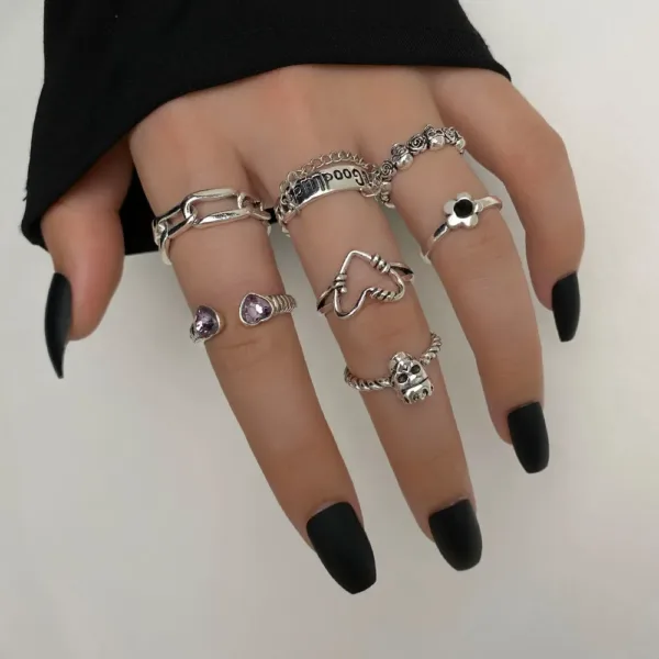 Skull Rings Set Vintage Gothic for Women - Image 3