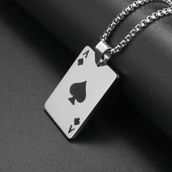 Iced Out Spades Playing Card Necklace for Men - Image 6