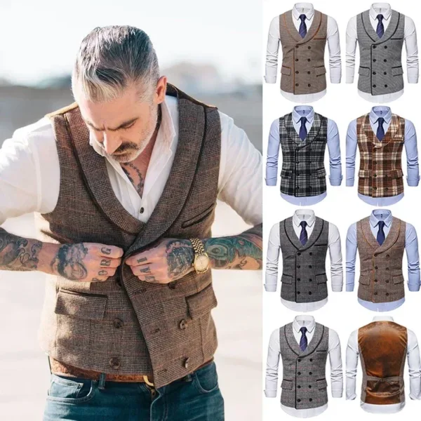 Men's Double Breasted V-neck Wedding Vest