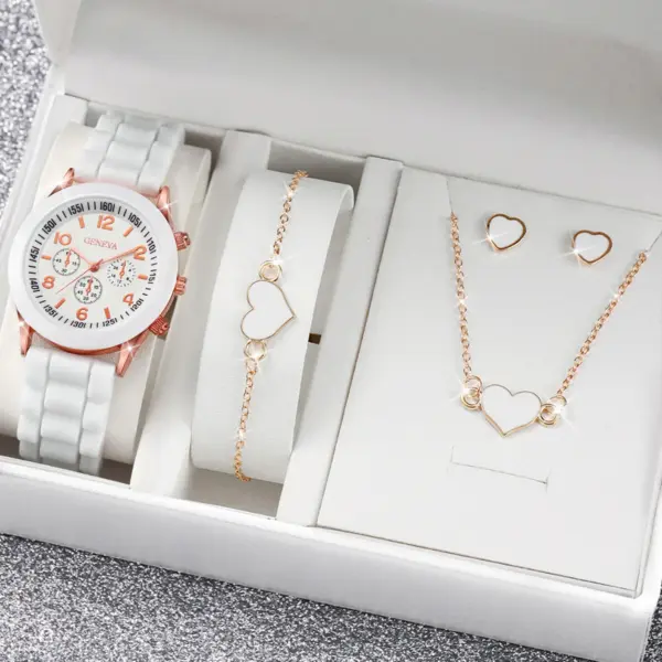 4pcs Women Quartz Watch and Jewelry Set - Image 2