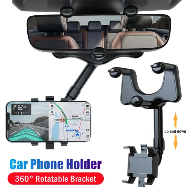 Universal 360° Rotatable Rearview Mirror Phone Holder