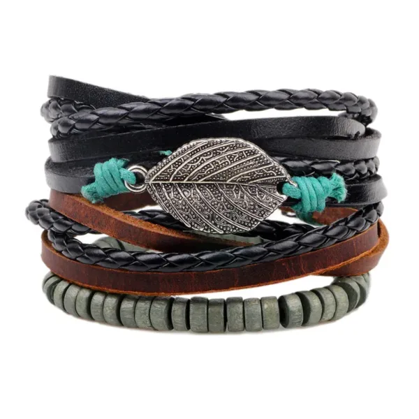 Multilayer Leather Charm Bracelets Set of 4 - Image 8