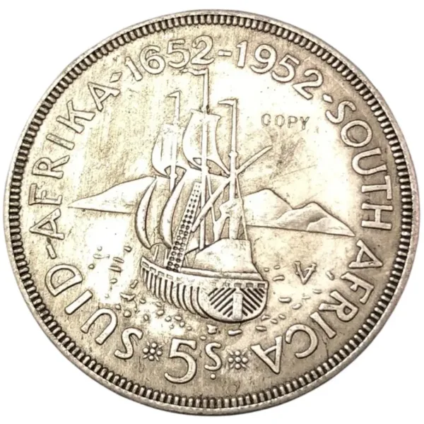 1952 South Africa 5 Shillings Silver Plated Coin