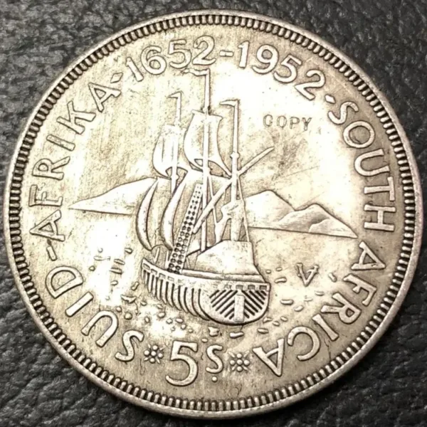 1952 South Africa 5 Shillings Silver Plated Coin - Image 3