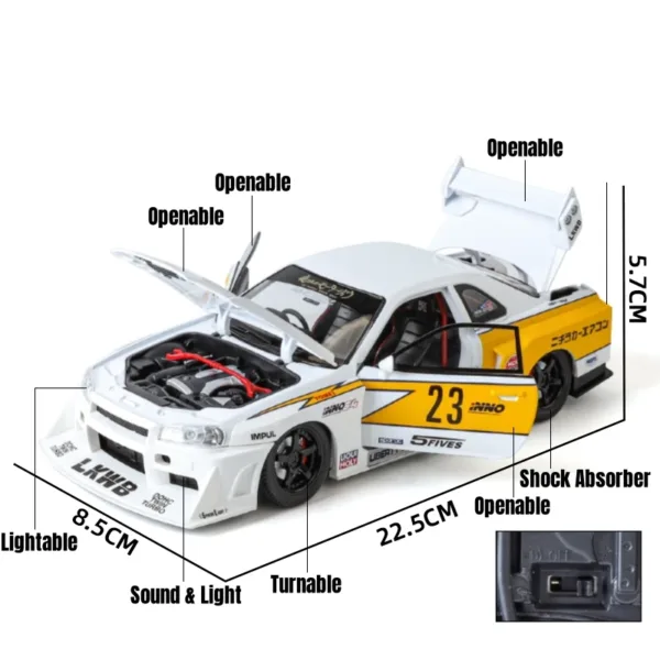 1/24 Nissan Skyline GTR R34 Diecast Model - Image 3