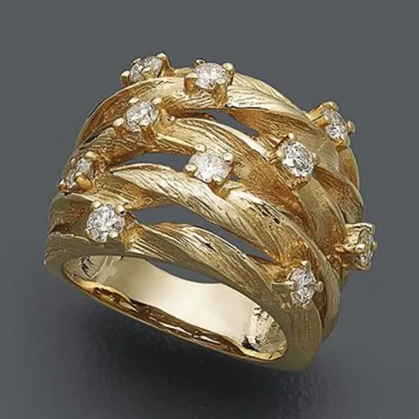 Luxury Gold Twist Cocktail Ring for Women - Image 3