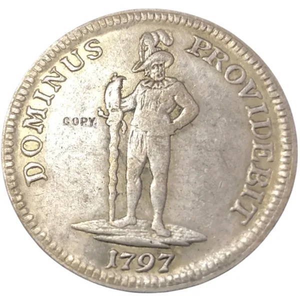 1797 Swiss Thaler Silver Plated Replica Coin