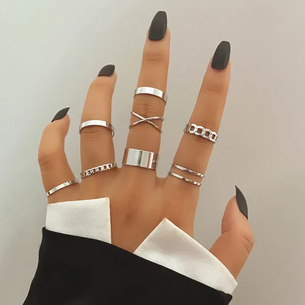 Bohemian Cross Wide Ring Set for Women