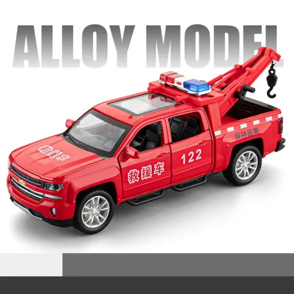 1/32 Diecast Alloy Rescue Trailer Car Toy - Image 9