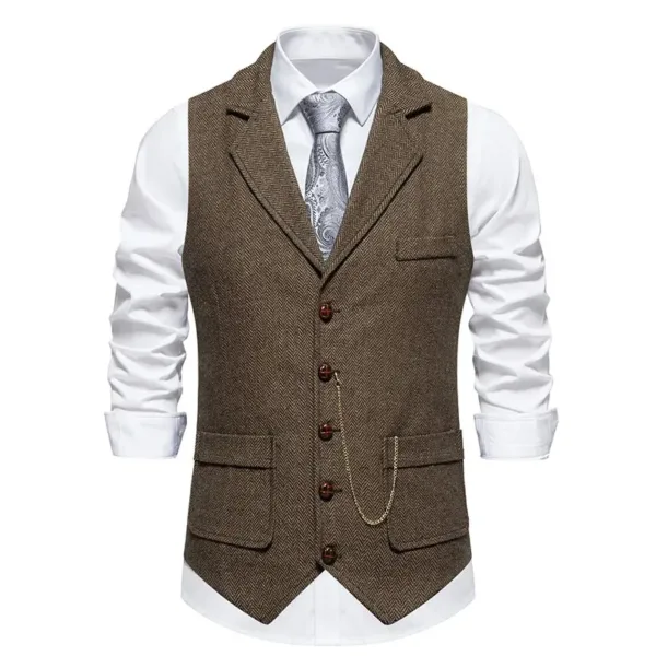 Men's Herringbone Tweed Suit Vest XXL - Image 8