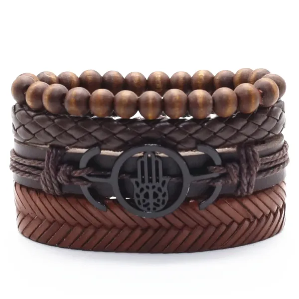 Multilayer Leather Charm Bracelets Set of 4 - Image 7