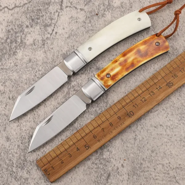 D2 Steel Cow Bone Folding Blade Knife