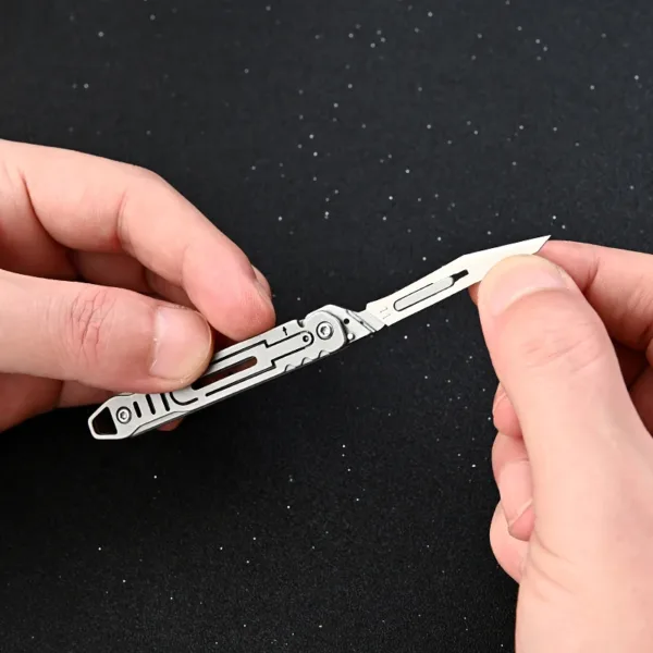 Stainless Steel Folding Scalpel Knife with 10 Blades - Image 2