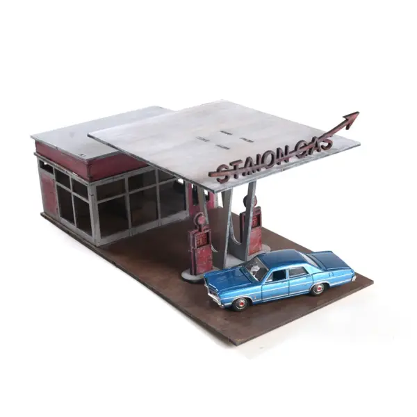 1/72 Wooden Gas Station Assembly Model Set - Image 4