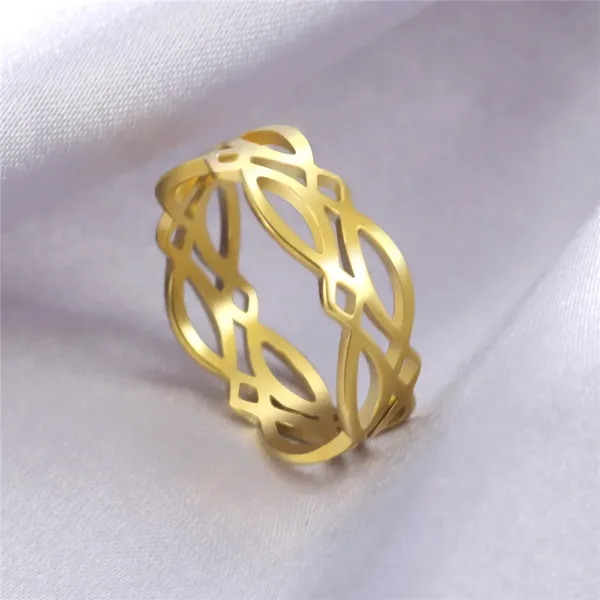 Geometric Stainless Steel Ring for Couples - Image 2