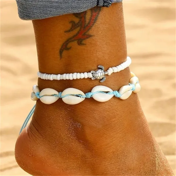 Summer Beach Stone Chain Anklet Set - Image 10