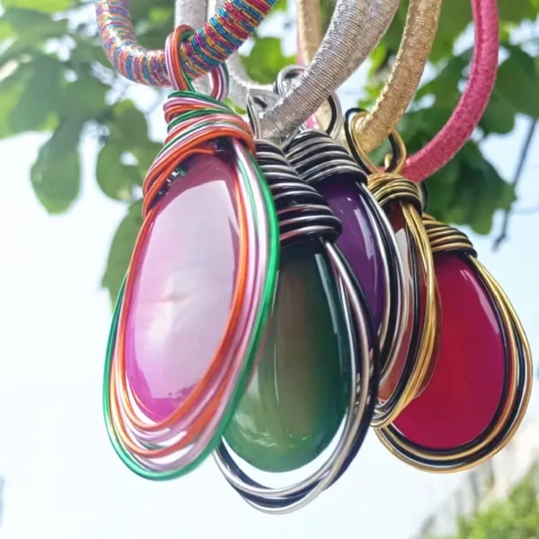 Trendy Multi-Color Natural Stone Pendant Necklace - Image 6