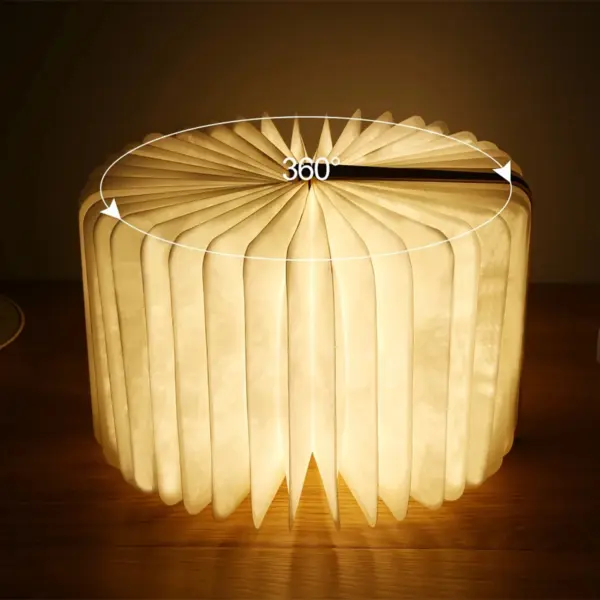 Foldable LED Wooden Book Light USB Rechargeable - Image 3