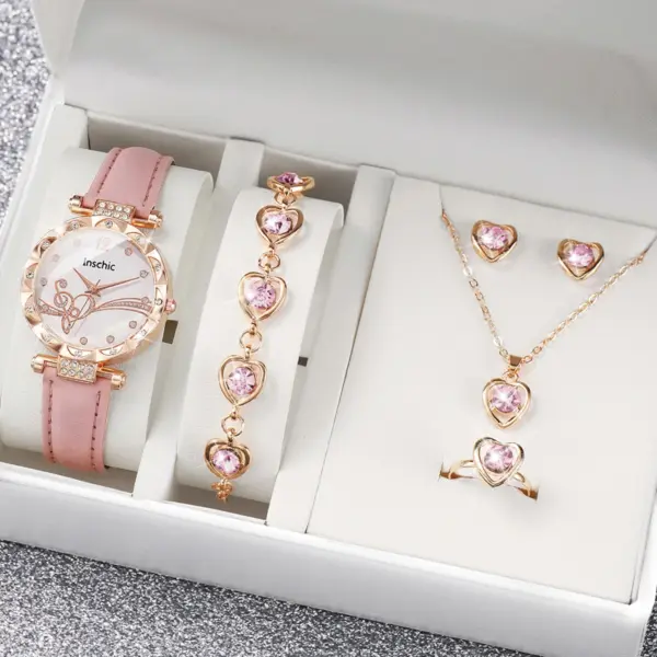 6PCS Women's Rhinestone Watch Jewelry Set - Image 2