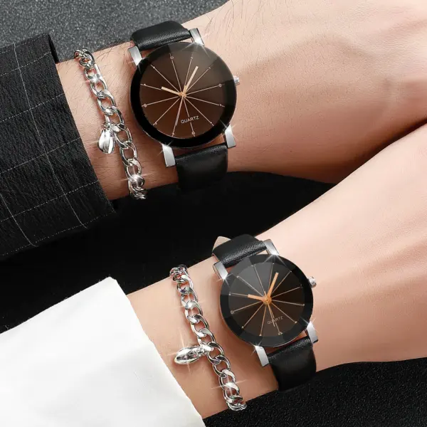 Couple's Quartz Watch and Bracelet Set 4PCS - Image 2