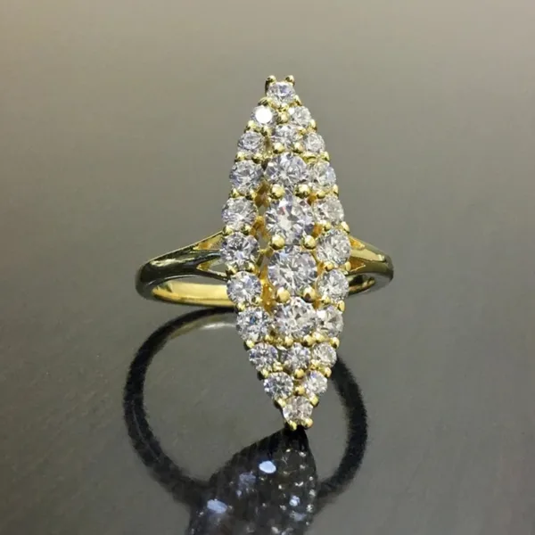 Trendy Geometric Gold CZ Wedding Ring for Women