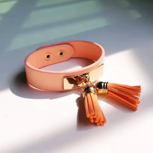 Neon Leather Tassel Bracelets for Women - Image 8