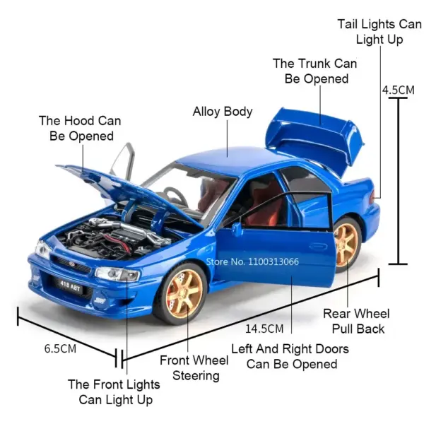 1:32 Scale Subaru Impreza Diecast Model Car - Image 2