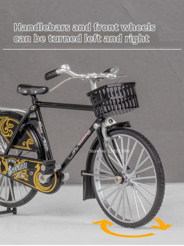 1/10 Scale Retro Bicycle Model Toy with Steerable Wheels - Image 4