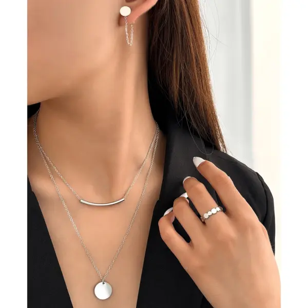 Stainless Steel Double Layer Jewelry Set - Image 2