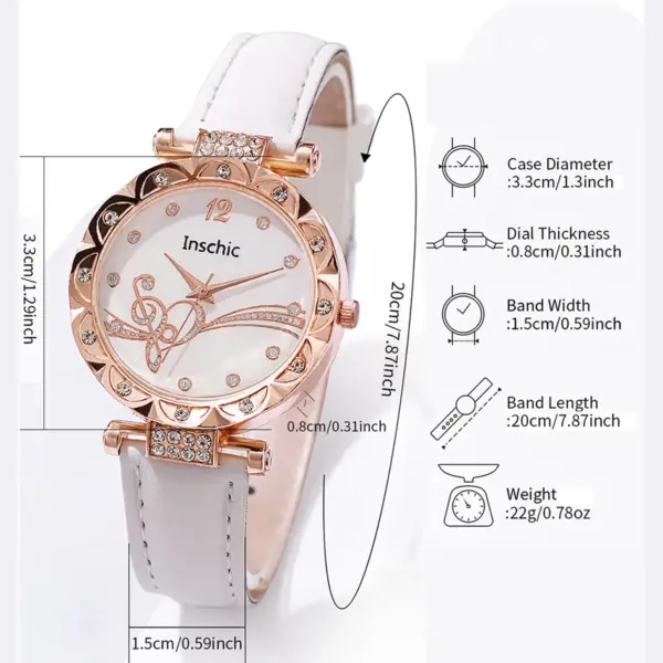 6PCS Women's Rhinestone Watch Jewelry Set - Image 6