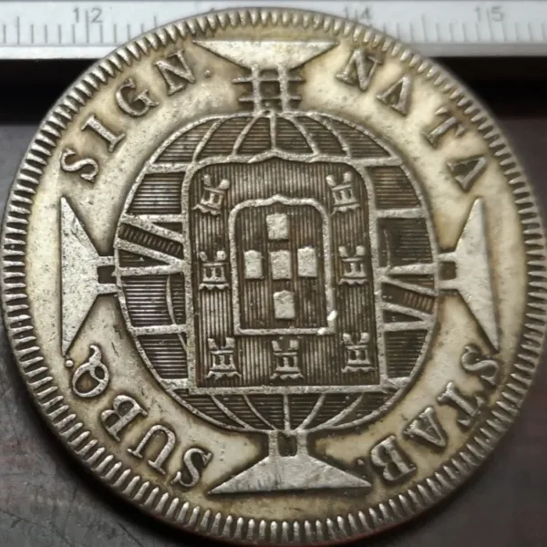 1818 R Brazil 640 Reis Silver Plated Coin - Image 2