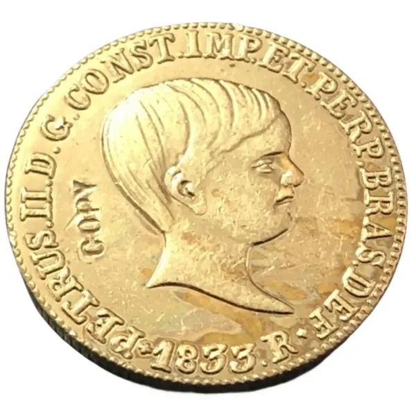 1833-R Brazil 4000 Reis Gold Plated Coin