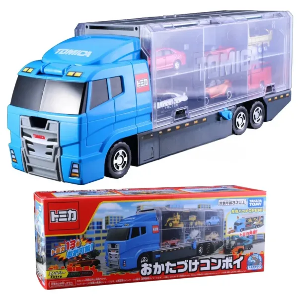 Blue Multifunctional Diecast Truck Toy with Cars - Image 2