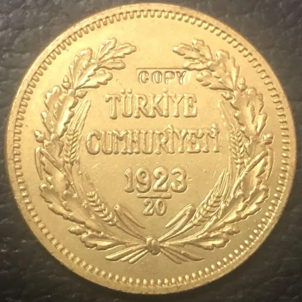 1923 Turkey 250 Kurus Replica Gold Coin - Image 3