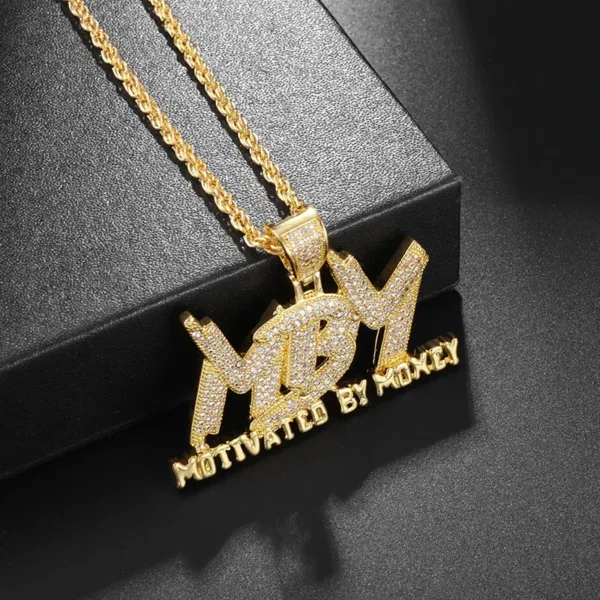 Iced Out Letter Pendant Necklace for Men - Image 13