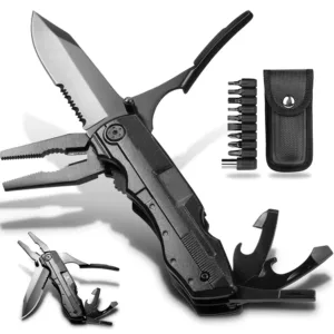 Multifunctional Black Multi-Tool with Screwdriver Set