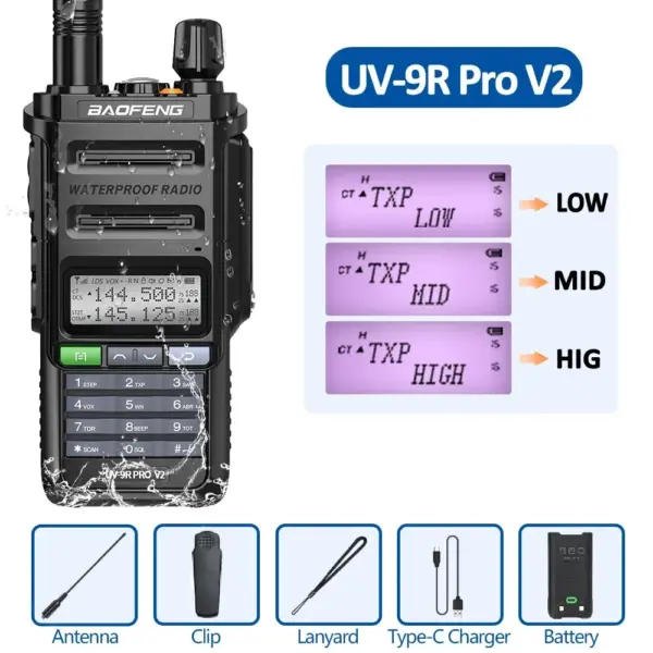 Baofeng UV-9R Pro V2 Waterproof Walkie Talkie - Image 9