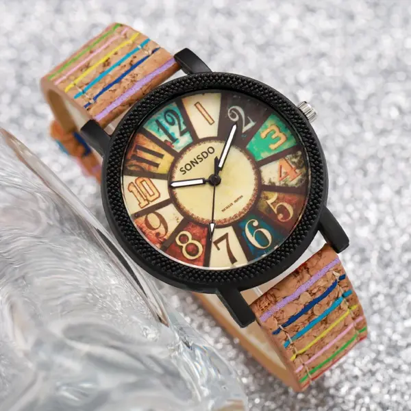 2PCS Women's Vintage Leather Quartz Watch Set - Image 3