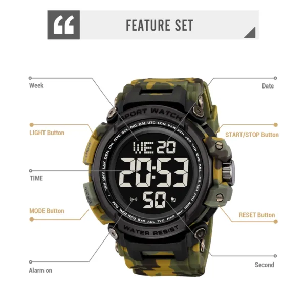 Digital Sports Watch for Men Waterproof Camo - Image 5