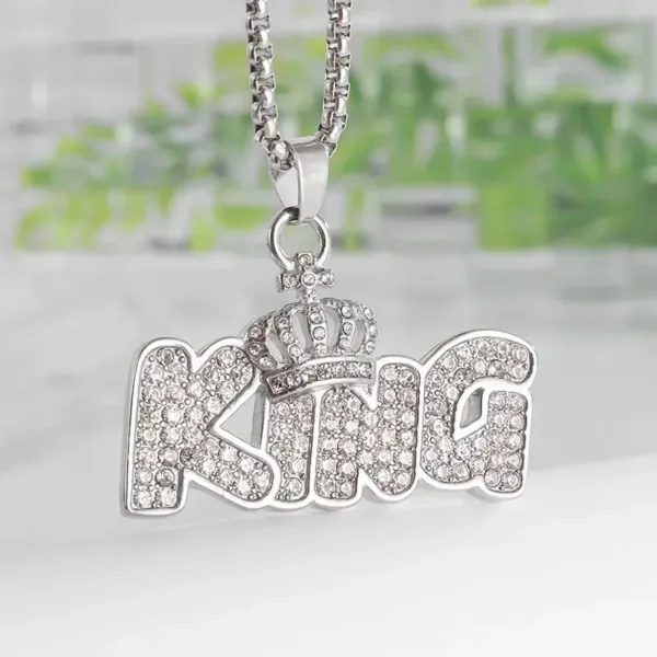 Iced Out Letter Pendant Necklace for Men - Image 25