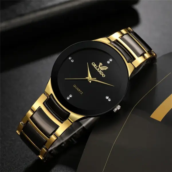 Men's Black Stainless Steel Quartz Dress Watch