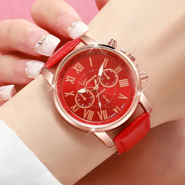 6PCS Women's Casual Roman Quartz Wrist Watches - Image 5