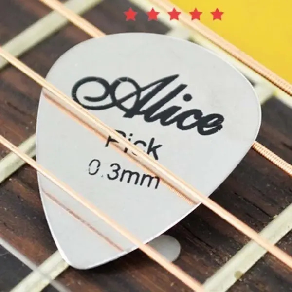 5 or 10 Pack Metal Guitar Picks 0.3mm Silver - Image 2