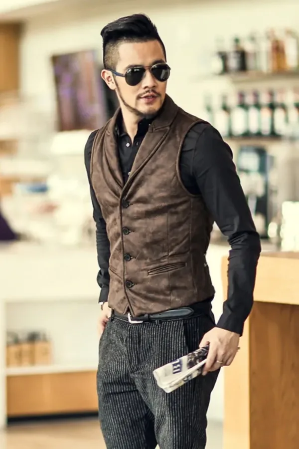 Men's Vintage Style Suede Vest for Fall - Image 3