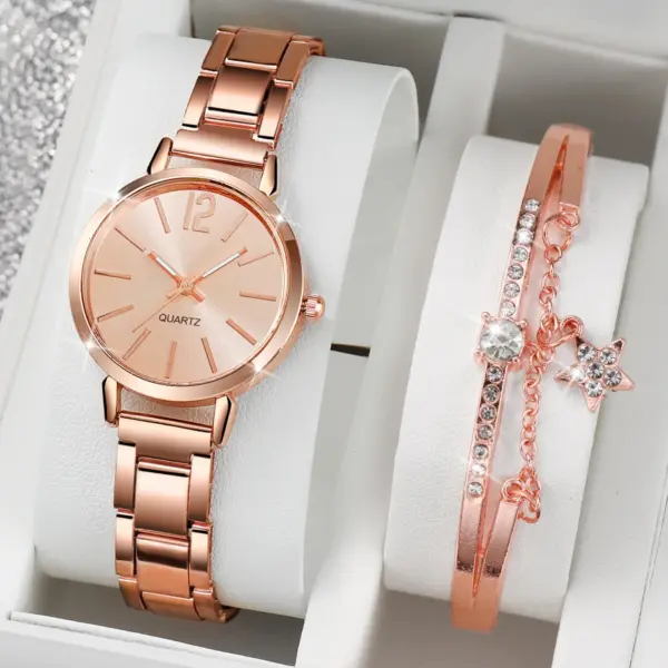 2PCS Ladies Fashion Quartz Watch and Bracelet Set - Image 2