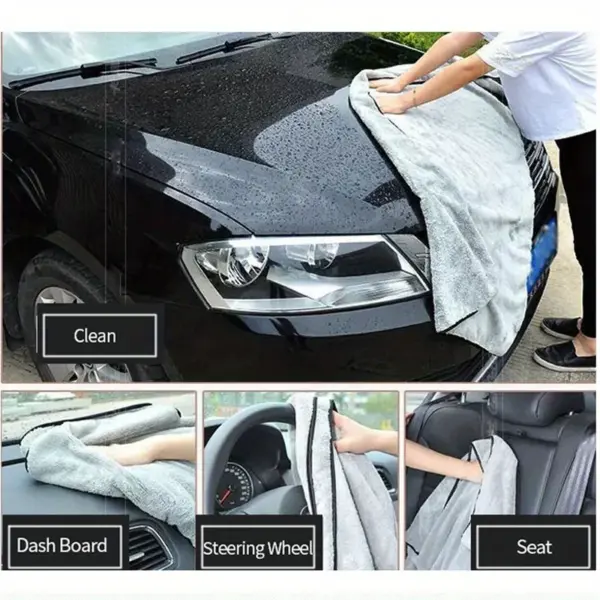 Premium Microfiber Car Cleaning Towel - Gray - Image 6