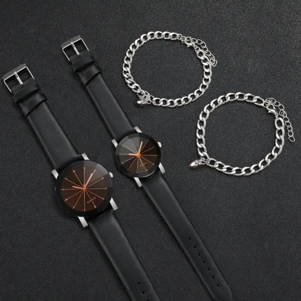 Couple's Quartz Watch and Bracelet Set 4PCS - Image 3