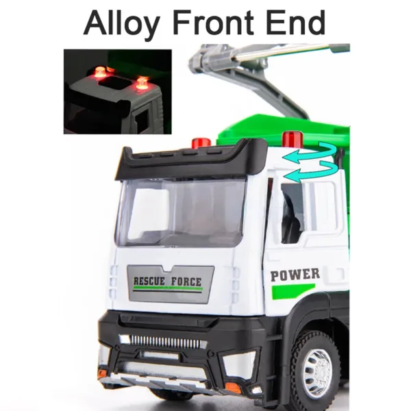 1/32 Green Alloy Urban Garbage Truck Toy Model - Image 2