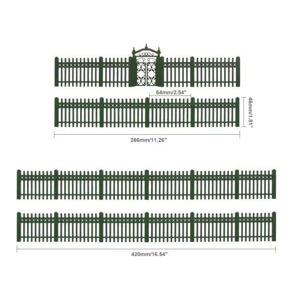 HO Scale Green Model Fences with Gates - Image 7
